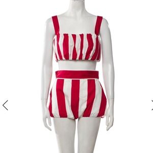 Dolce & Gabbana Red and White Striped Women Shorts